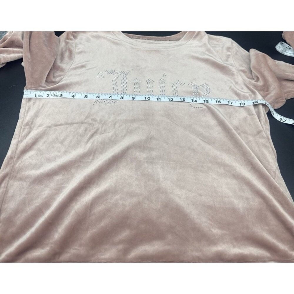 Juicy Couture Embellished Velour Sleep Lounge Wear Long Sleeve Top Sz L Cozy - Picture 9 of 9